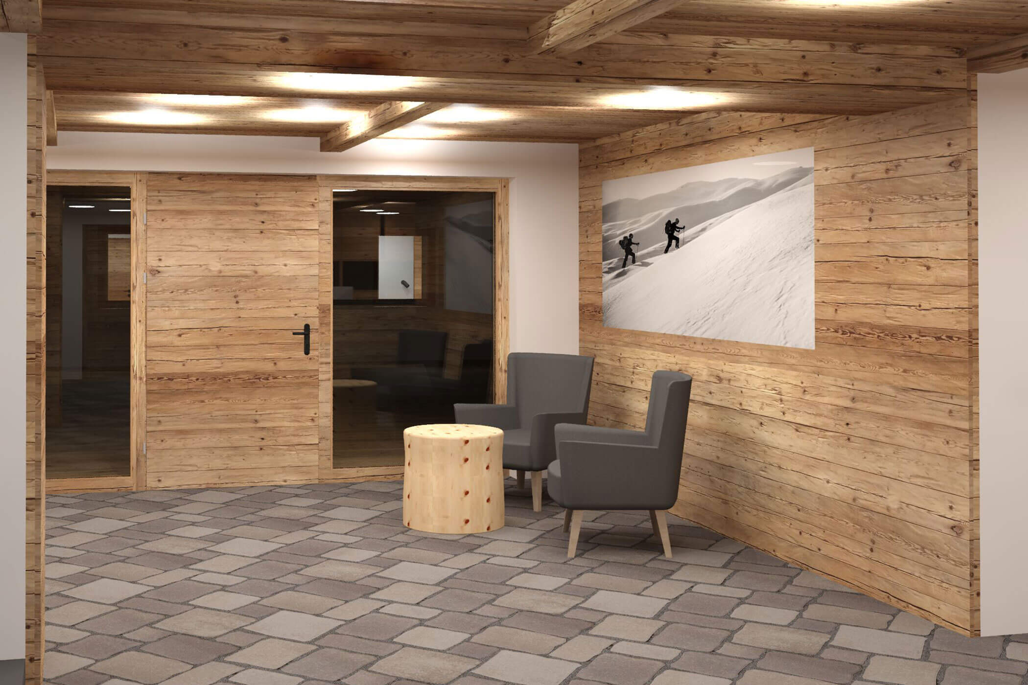 Lounge with two armchairs and a wooden table - Kuenzerhof